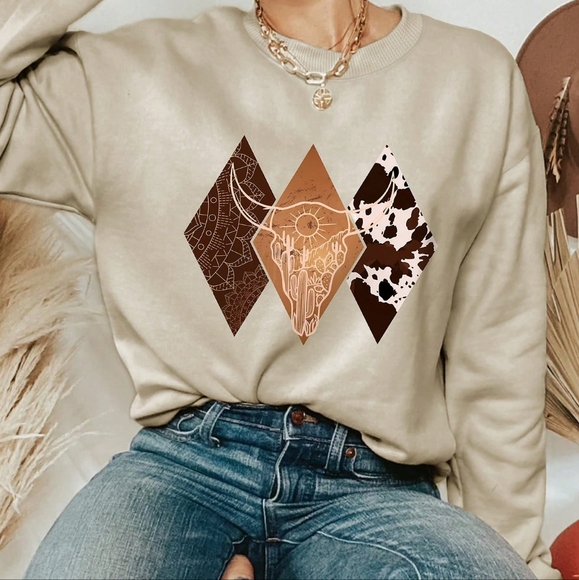 Tops - Drop Shoulder Sweatshirt With Lining And Printed Pattern